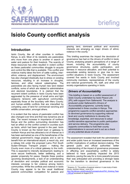 Isiolo County Conflict Analysis