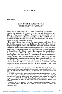 Der Interne Juni-Entwurf Zum Erfurter Programm