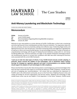 Anti-Money Laundering and Blockchain Technology