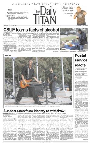 CSUF Learns Facts of Alcohol