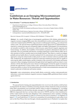 Gadolinium As an Emerging Microcontaminant in Water Resources: Threats and Opportunities