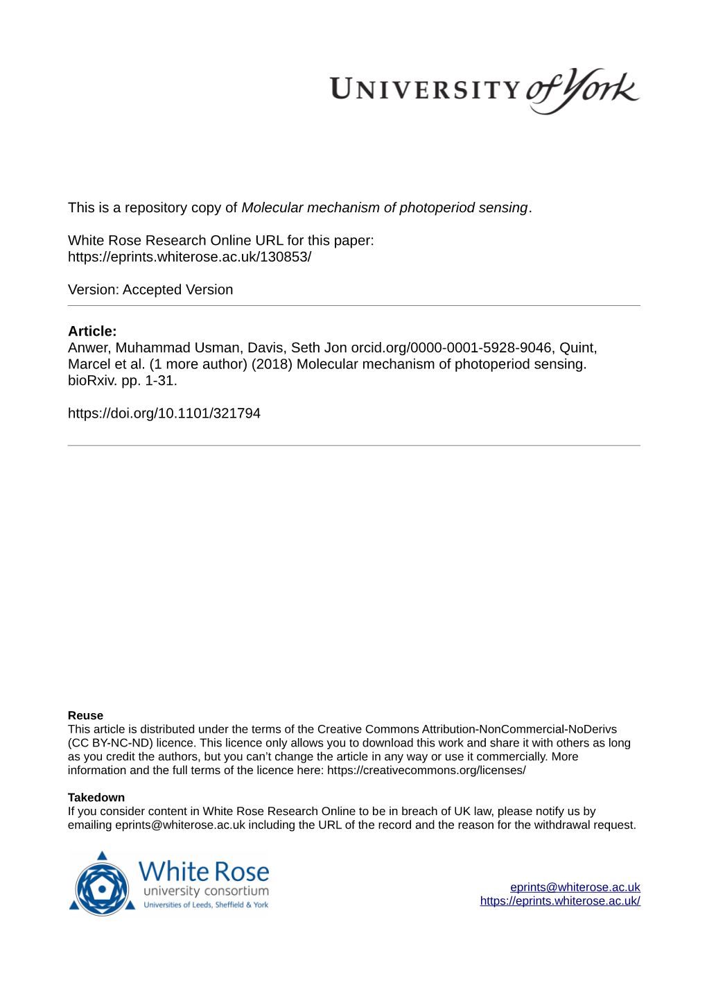 Molecular Mechanism of Photoperiod Sensing