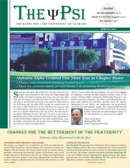 Changes for the Betterment of the Fraternity Alabama Alpha Determined to Be the Best