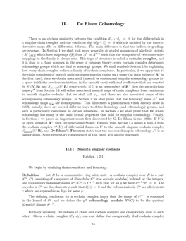 II. De Rham Cohomology