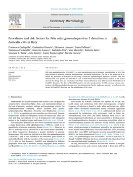 Prevalence and Risk Factors for Felis Catus Gammaherpesvirus 1