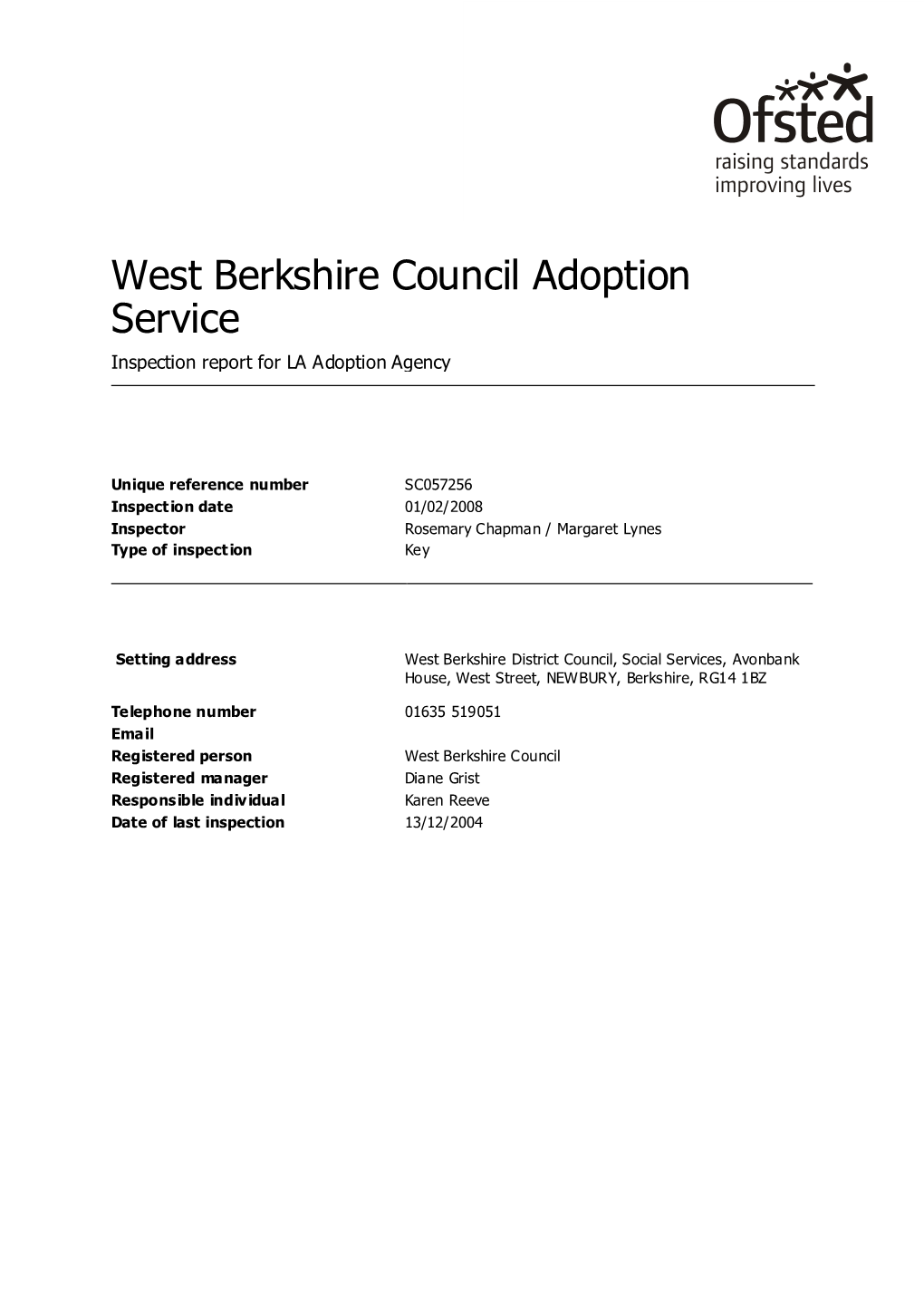 West Berkshire Council Adoption Service Inspection Report for LA Adoption Agency