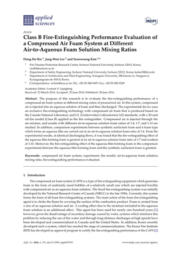 Class B Fire-Extinguishing Performance Evaluation of a Compressed Air Foam System at Different Air-To-Aqueous Foam Solution Mixing Ratios