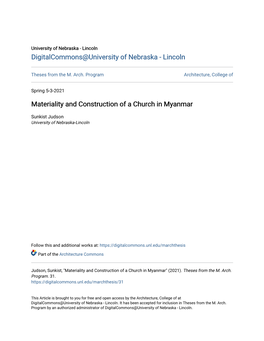 Materiality and Construction of a Church in Myanmar