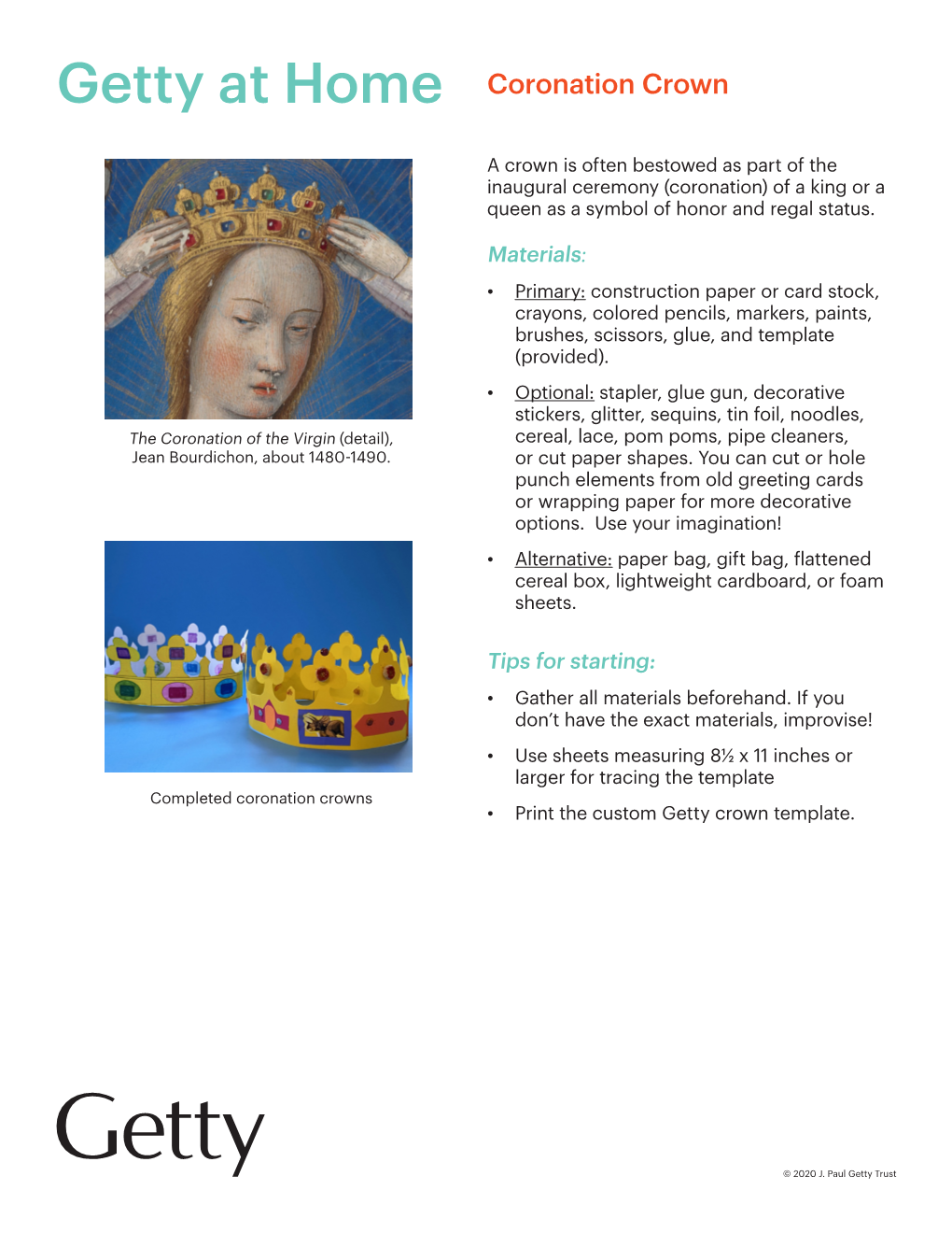 Download Detailed Coronation Crown Instructions and Templates