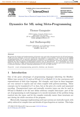 Dynamics for ML Using Meta-Programming