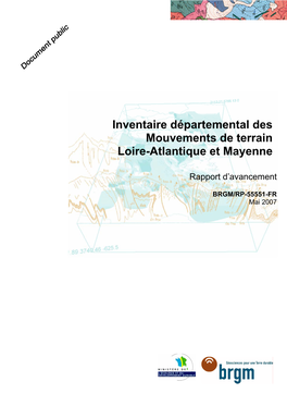 Inventaire Départemental Des Mouvements De Terrain Loire-Atlantique Et Mayenne