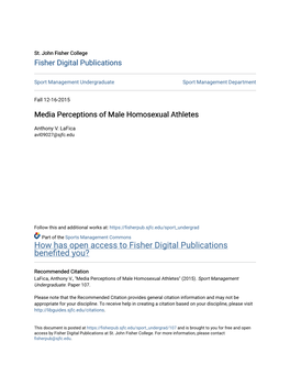 Media Perceptions of Male Homosexual Athletes