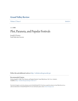 Plot, Paranoia, and Popular Festivals Joseph H