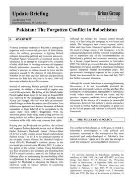 Pakistan: the Forgotten Conflict in Balochistan