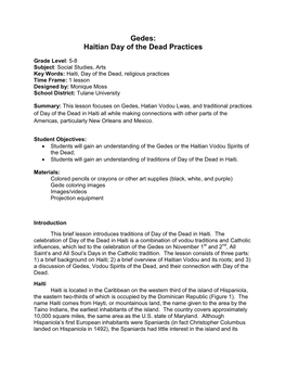 Gedes: Haitian Day of the Dead Practices