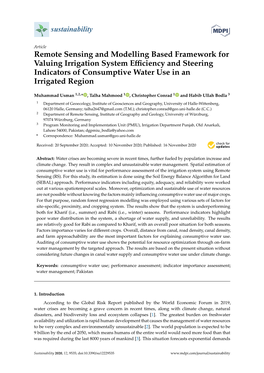 Remote Sensing and Modelling Based Framework for Valuing Irrigation System Eﬃciency and Steering Indicators of Consumptive Water Use in an Irrigated Region