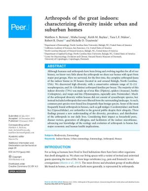 Arthropods of the Great Indoors: Characterizing Diversity Inside Urban and Suburban Homes