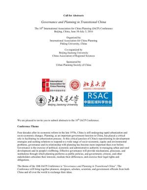 Governance and Planning in Transitional China