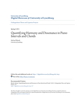 Quantifying Harmony and Dissonance in Piano Intervals and Chords Michael Blatnik University of Lynchburg