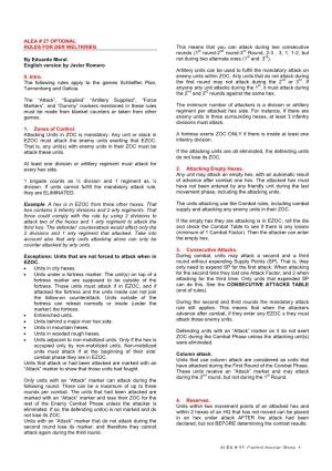 ALEA # 27. Central Dossier. Page. 1 ALEA # 27 OPTIONAL RULES FOR