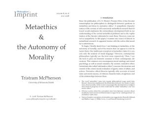Metaethics and the Autonomy of Morality