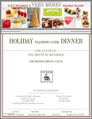 Holiday Planning Guide Dinner for Events in the Month Of
