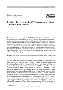 Russia in the Propaganda of Polish National Uprisings, 1768‑1864