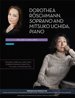 Dorothea Roschmann, Soprano and Mitsuko Uchida, Piano