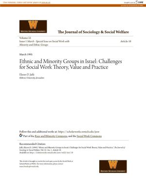 Ethnic and Minority Groups in Israel: Challenges for Social Work Theory, Value and Practice Eliezer D
