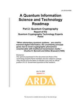 Part 2: Quantum Cryptography Report of the Quantum Cryptography Technology Experts Panel