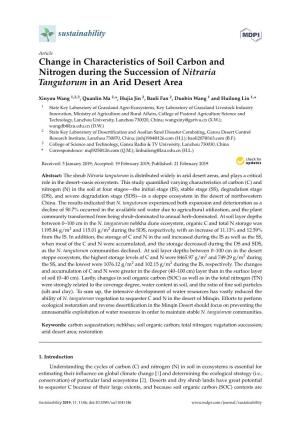 Change in Characteristics of Soil Carbon and Nitrogen During the Succession of Nitraria Tangutorum in an Arid Desert Area