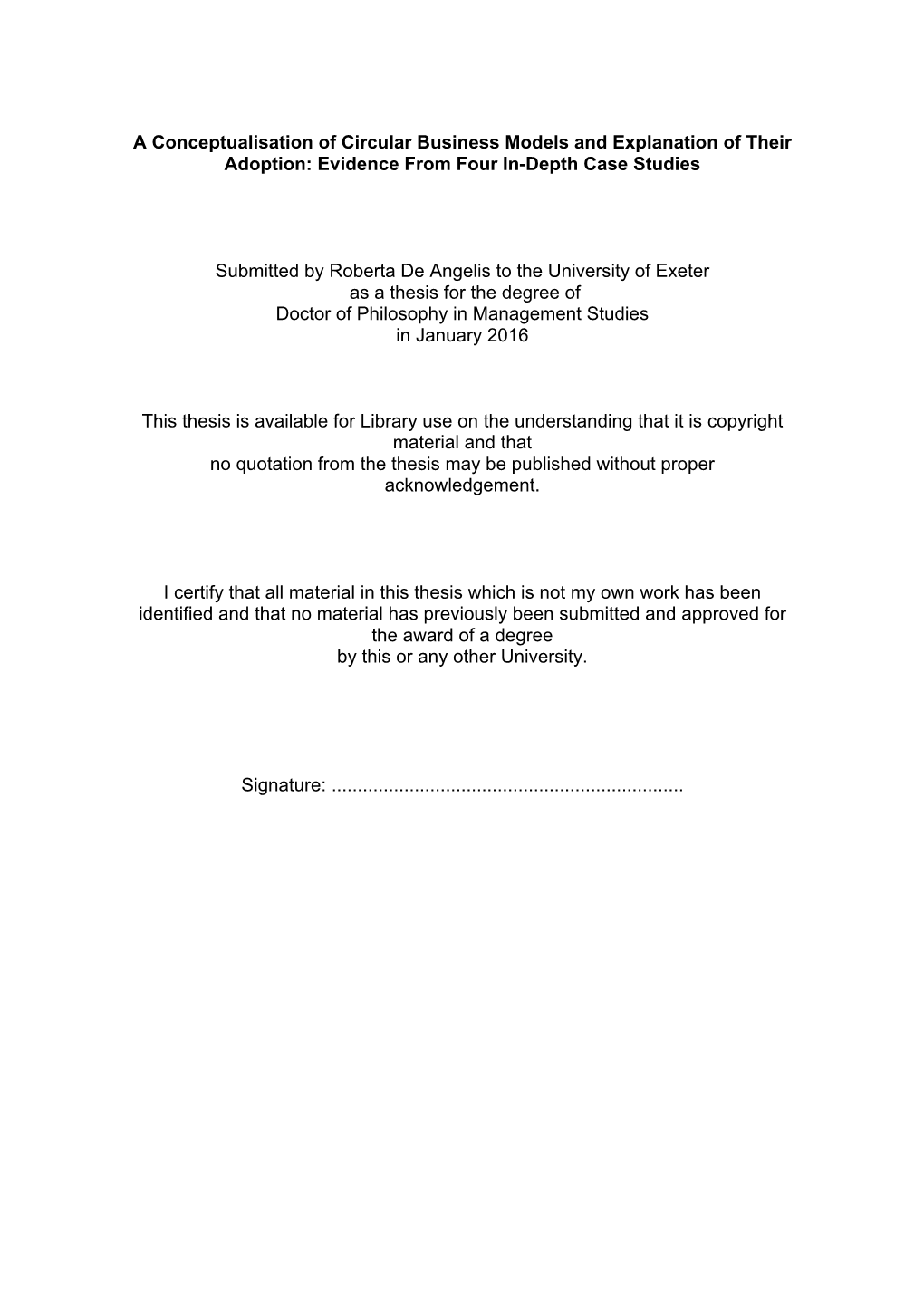 A Conceptualisation of Circular Business Models and Explanation of Their Adoption: Evidence from Four In-Depth Case Studies