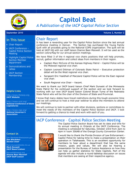 Capitol Beat a Publication of the IACP Capitol Police Section