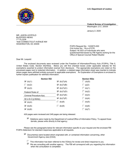 Buzzfeed FOIA Release of Mueller Report FBI 302 Reports