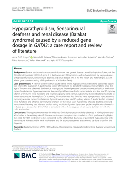 Hypoparathyroidism, Sensorineural