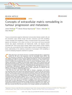 Concepts of Extracellular Matrix Remodelling in Tumour Progression and Metastasis ✉ Juliane Winkler 1,2 , Abisola Abisoye-Ogunniyan 1,2, Kevin J