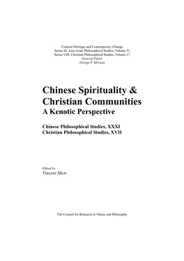 Chinese Spirituality & Christian Communities