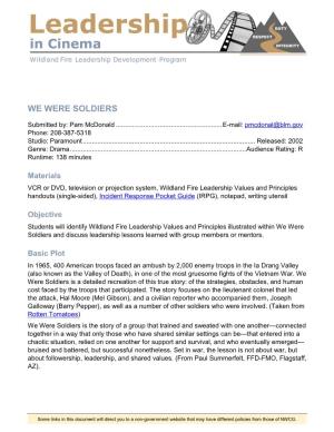 WFLDP Leadership in Cinema – We Were Soldiers 2 of 10 Facilitator Reference
