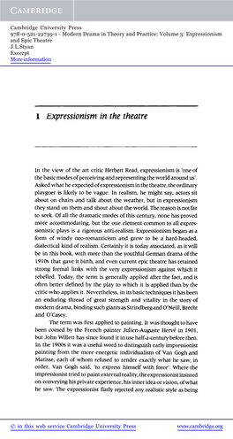 Expressionism and Epic Theatre, VOLUME 3