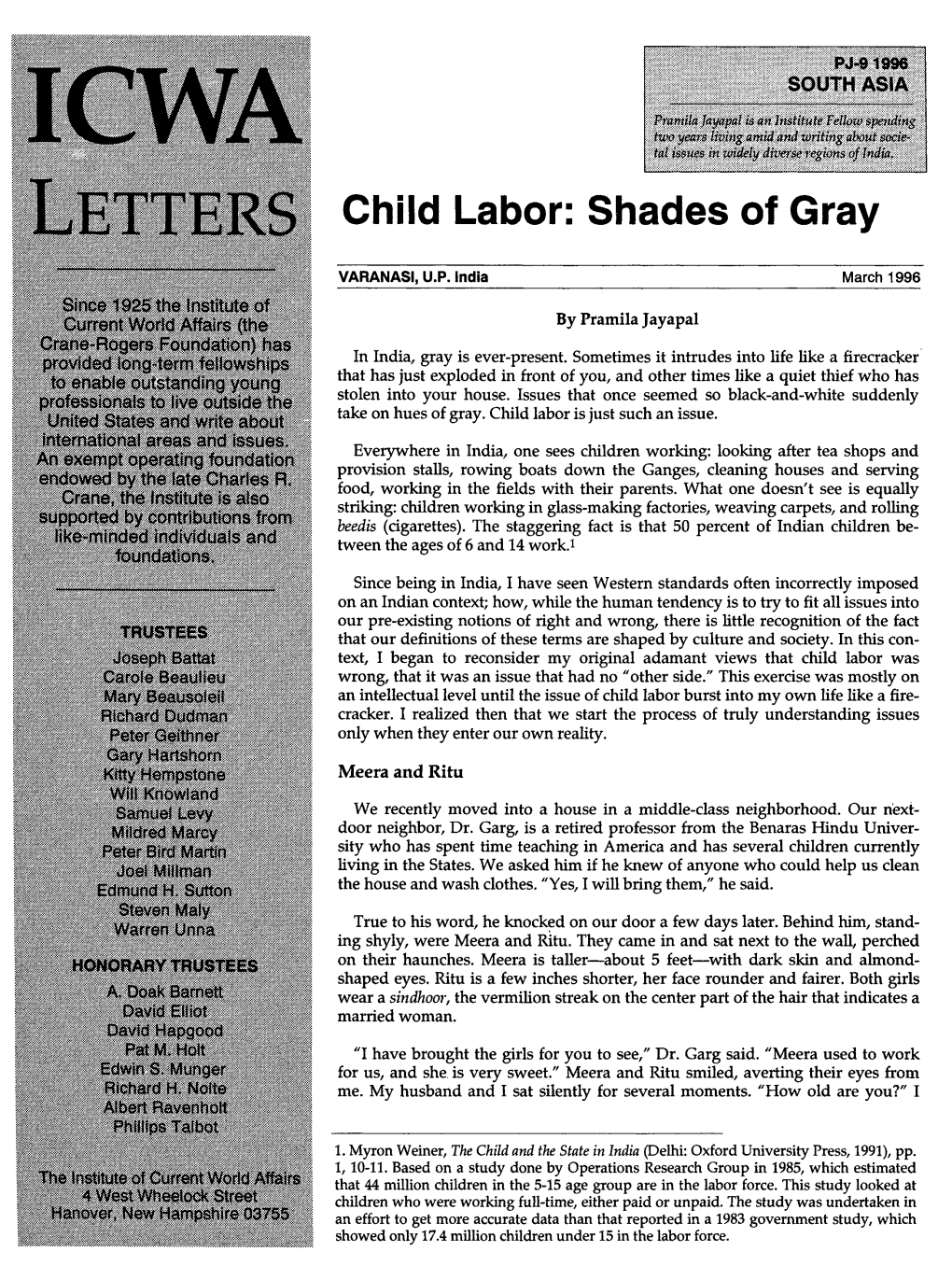 Child Labor: Shades of Gray