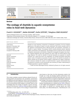 The Ecology of Chytrids in Aquatic Ecosystems: Roles in Food Web Dynamics