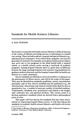 Standards for Health Sciences Libraries