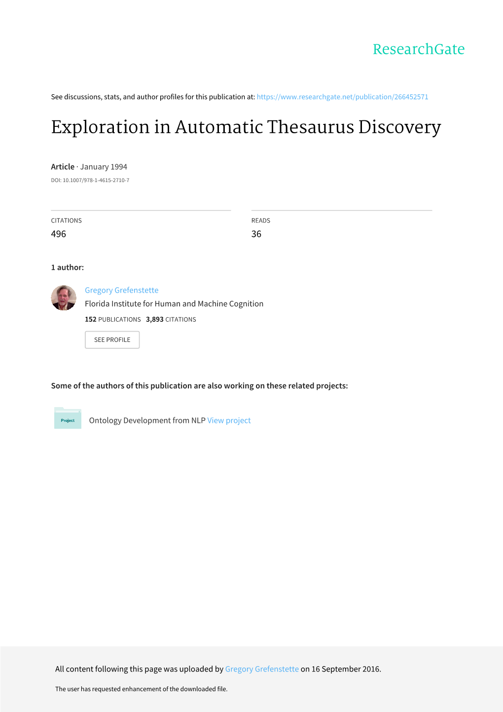 Exploration in Automatic Thesaurus Discovery