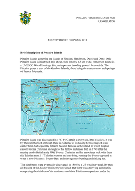 Pitcairn Islands Country Report to PILON 2012