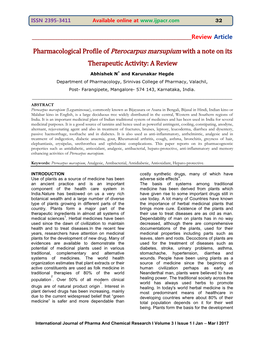 Pharmacological Profile of Pterocarpus Marsupium with a Note on Its Therapeutic Activity: a Review