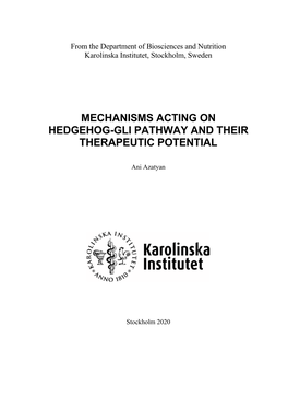 Mechanisms Acting on Hedgehog-Gli Pathway and Their Therapeutic Potential