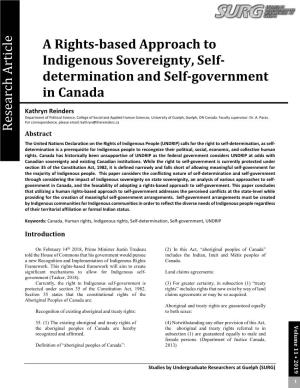 A Rights-Based Approach to Indigenous Sovereignty, Self- Determination and Self-Government in Canada