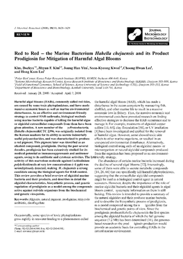 Red to Red - the Marine Bacterium Hahella Chejuensis and Its Product Prodigiosin for Mitigation of Harmful Algal Blooms