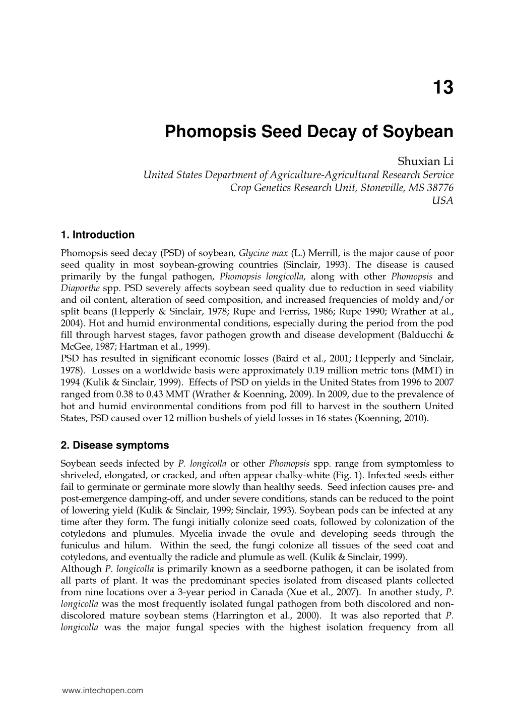 Phomopsis Seed Decay of Soybean