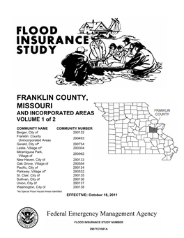 FRANKLIN COUNTY, MISSOURI and INCORPORATED AREAS VOLUME 1 of 2